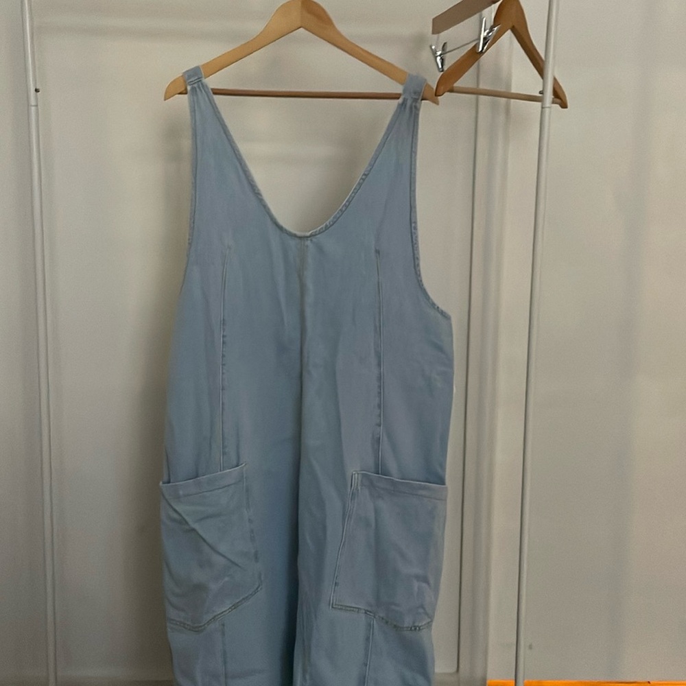 Free People Light Blue Utility Jumpsuit